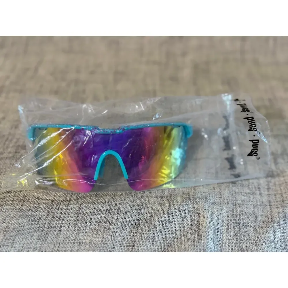 Pugs RR5 Rad Ripper SG Blue Pink Shield Sunglasses Rainbow Mirror Lens NWT